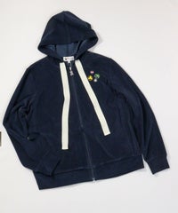 コットン混パイルジップパーカー（ネイビー）