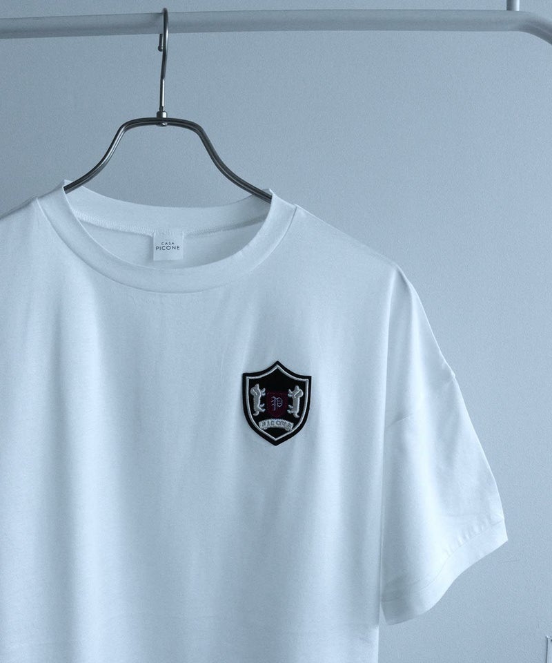 エンブレム風ワッペンTシャツ(ホワイト)