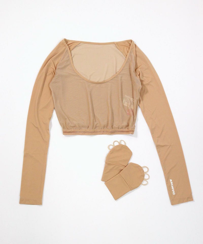 UV冷感メッシュ切替ショート丈インナー(ベージュ)