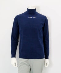 【メンズ】ロゴ刺繍起毛ハイネックプルオーバー（ネイビー）
