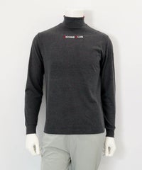 【メンズ】ロゴ刺繍起毛ハイネックプルオーバー（グレー）