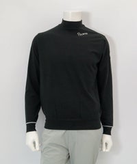 【メンズ】ポイント刺繍起毛ハイネックプルオーバー（ブラック）