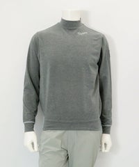 【メンズ】ポイント刺繍起毛ハイネックプルオーバー（グレー）