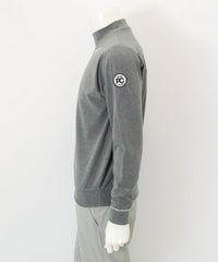 【メンズ】ポイント刺繍起毛ハイネックプルオーバー横（グレー）