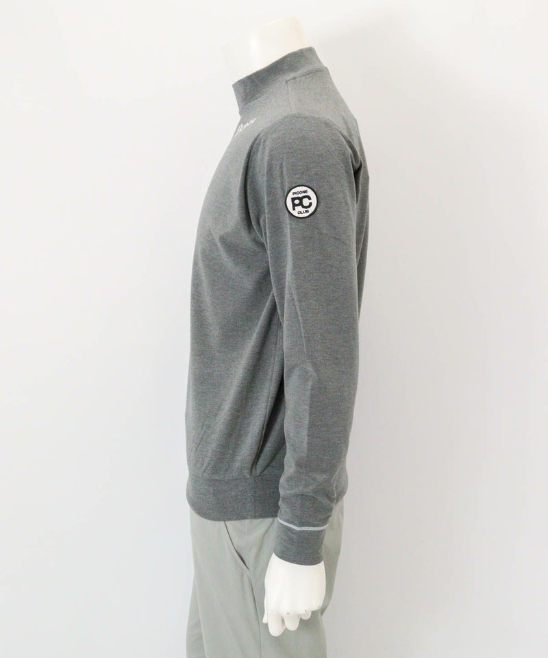 【メンズ】ポイント刺繍起毛ハイネックプルオーバー横（グレー）