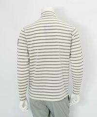 【メンズ】ボーダー柄起毛ハイネックプルオーバー後（ホワイト×グレー）