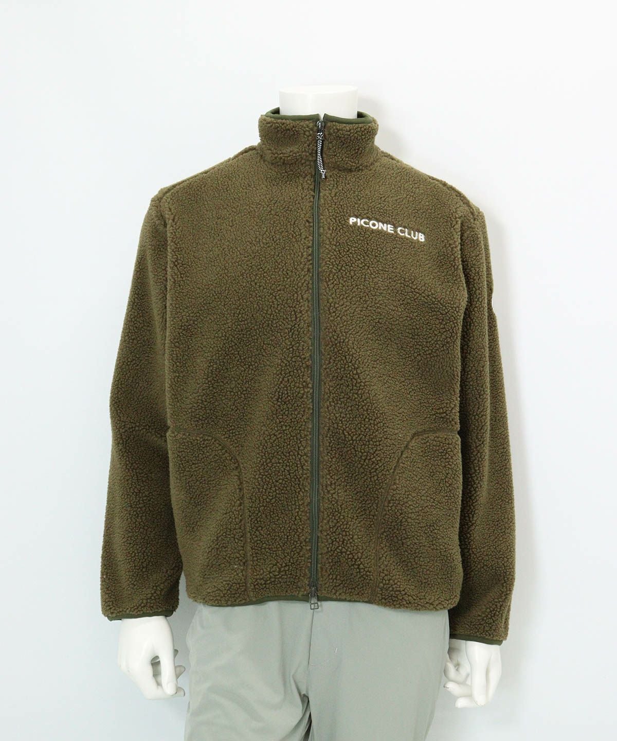 【メンズ】ボアジップブルゾン(カーキ)前