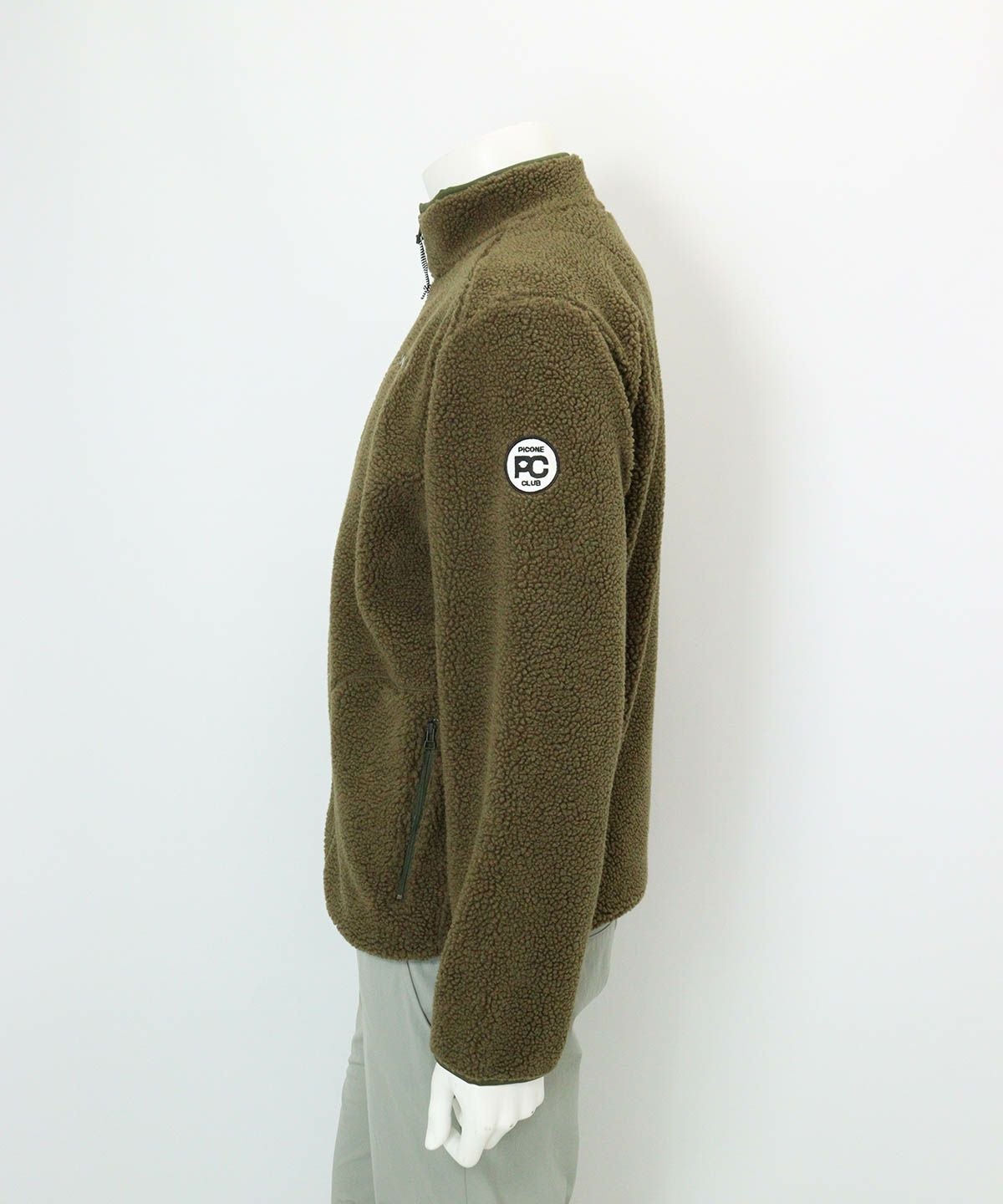 【メンズ】ボアジップブルゾン(カーキ)横