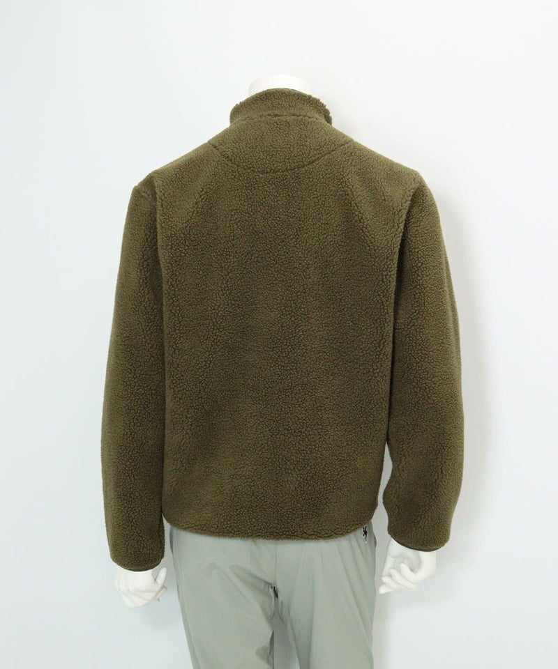 【メンズ】ボアジップブルゾン(カーキ)後ろ