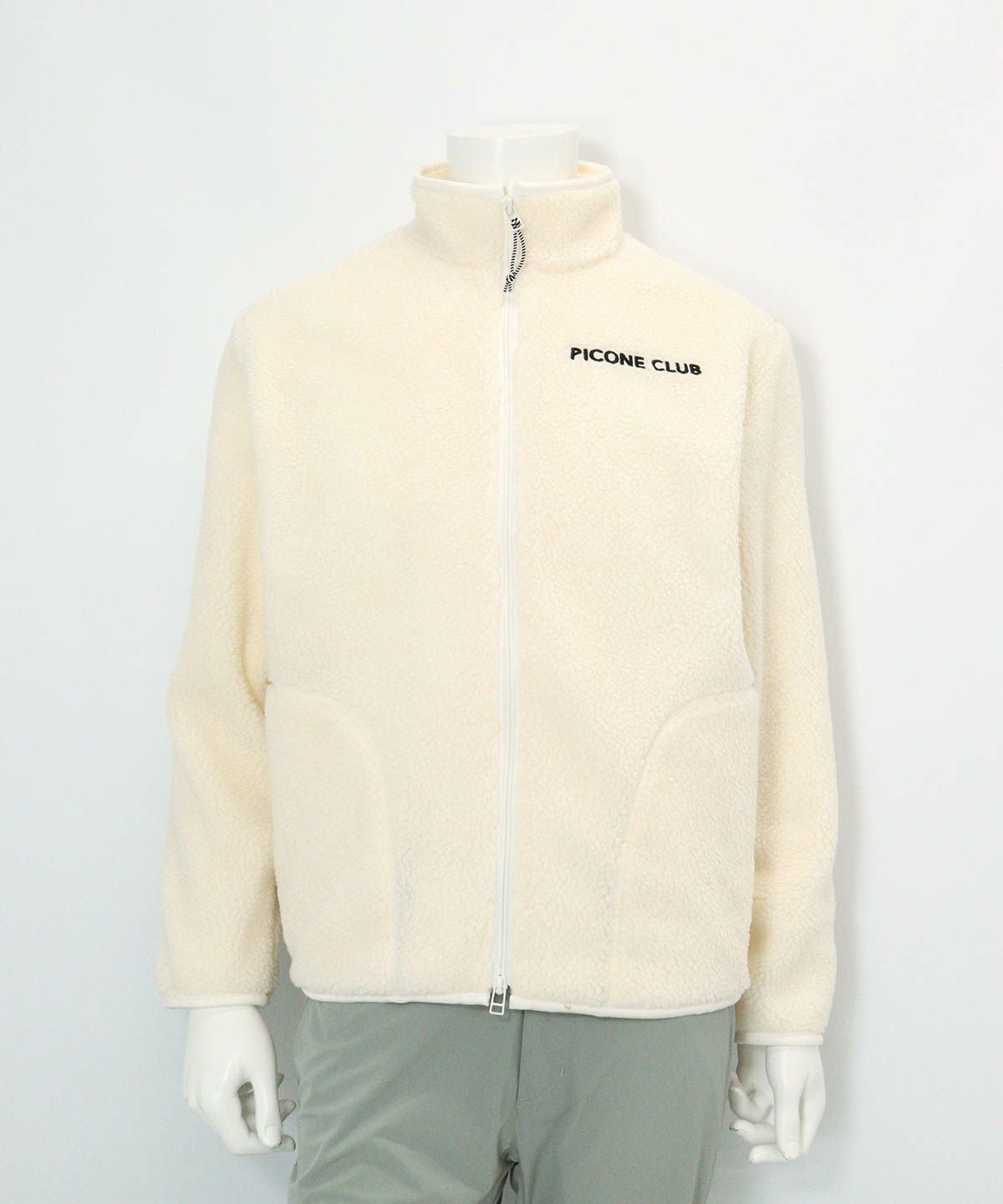 【メンズ】ボアジップブルゾン(ホワイト)前