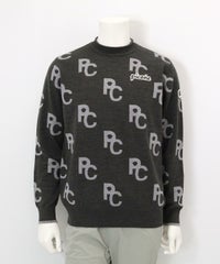 ウール混モノグラムジャガードニット(グレー)前