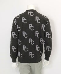 ウール混モノグラムジャガードニット(グレー)後ろ