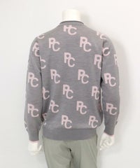 ウール混モノグラムジャガードニット(ライトグレー)後ろ