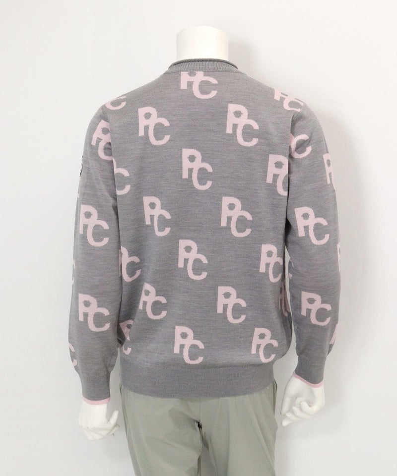 ウール混モノグラムジャガードニット(ライトグレー)後ろ