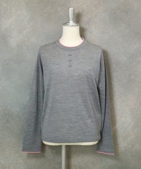 ウール100％3ボタンニット（ライトグレー）