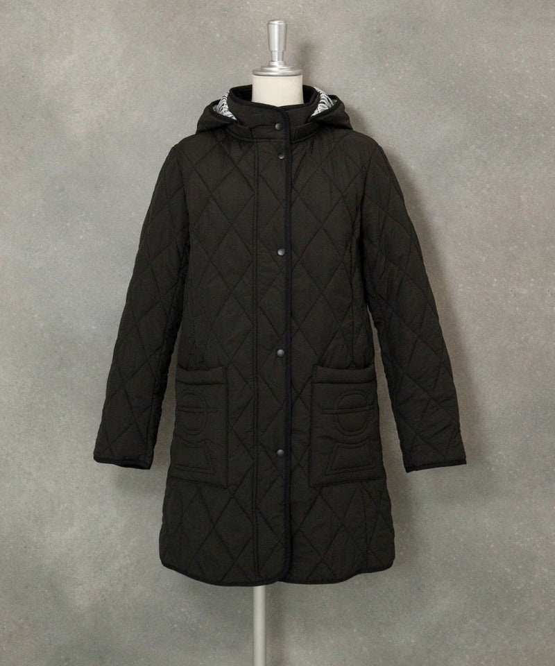 【オンラインストア・店舗限定商品】ダイヤキルト中綿コート(ブラック)前