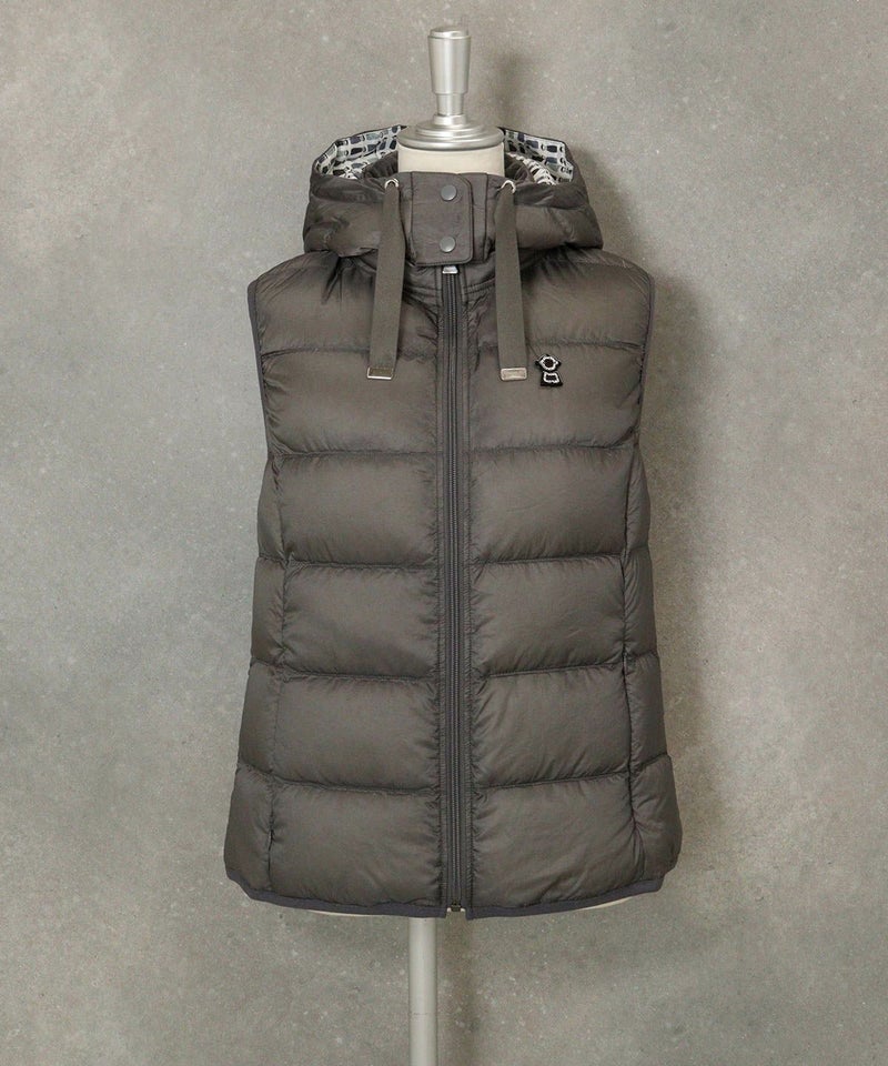 【オンラインストア・店舗限定商品】フード付撥水ダウンベスト(グレー)前