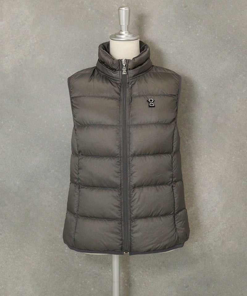 【オンラインストア・店舗限定商品】フード付撥水ダウンベスト(グレー)前