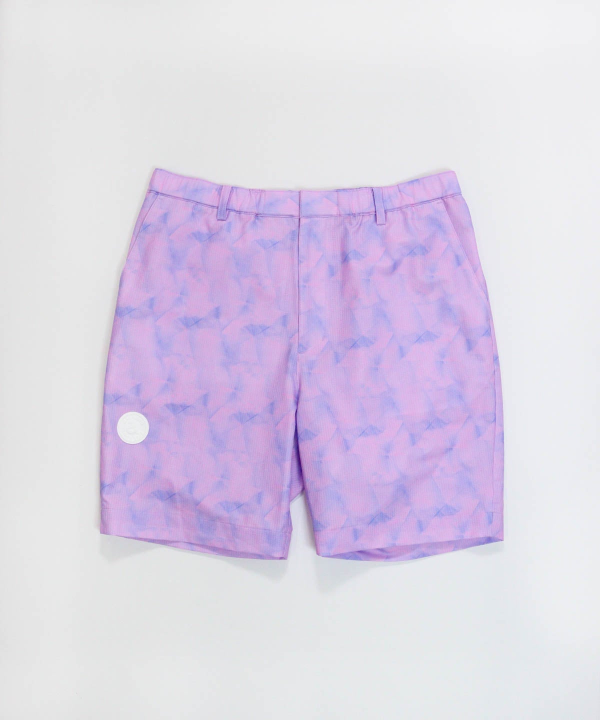 【メンズ】プリズム柄撥水ショートパンツ(ライトパープル)前