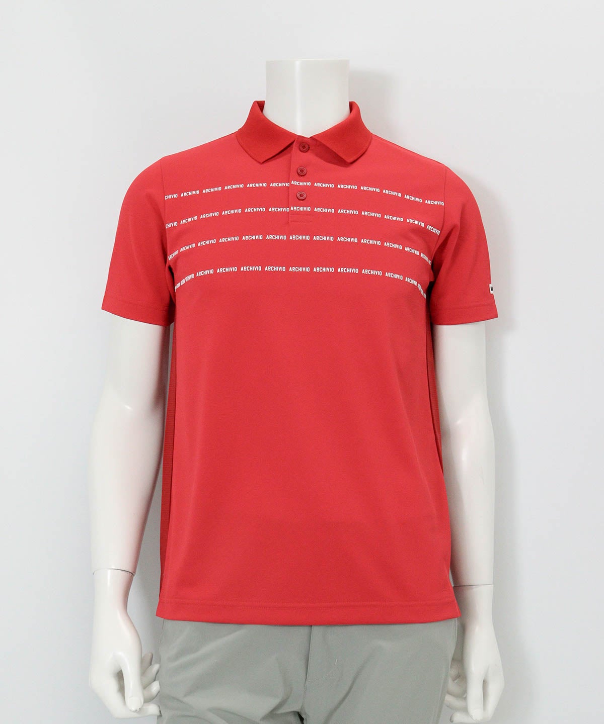 【メンズ】前後異素材UVポロシャツ(レッド)前