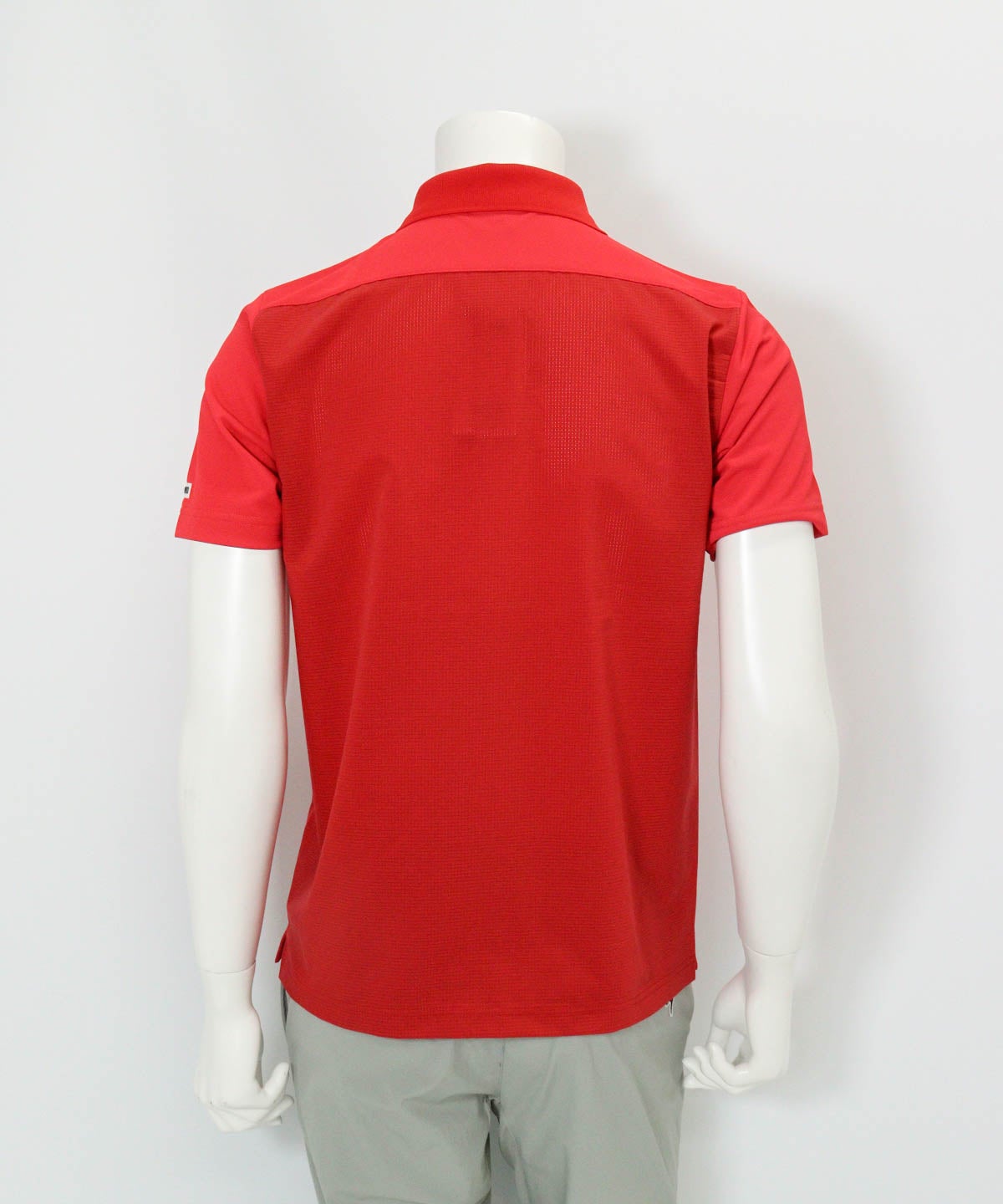 【メンズ】前後異素材UVポロシャツ(レッド)後ろ