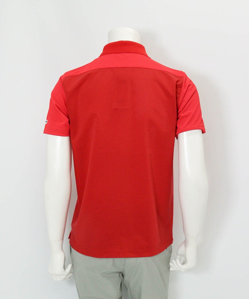 【メンズ】前後異素材UVポロシャツ(レッド)後ろ