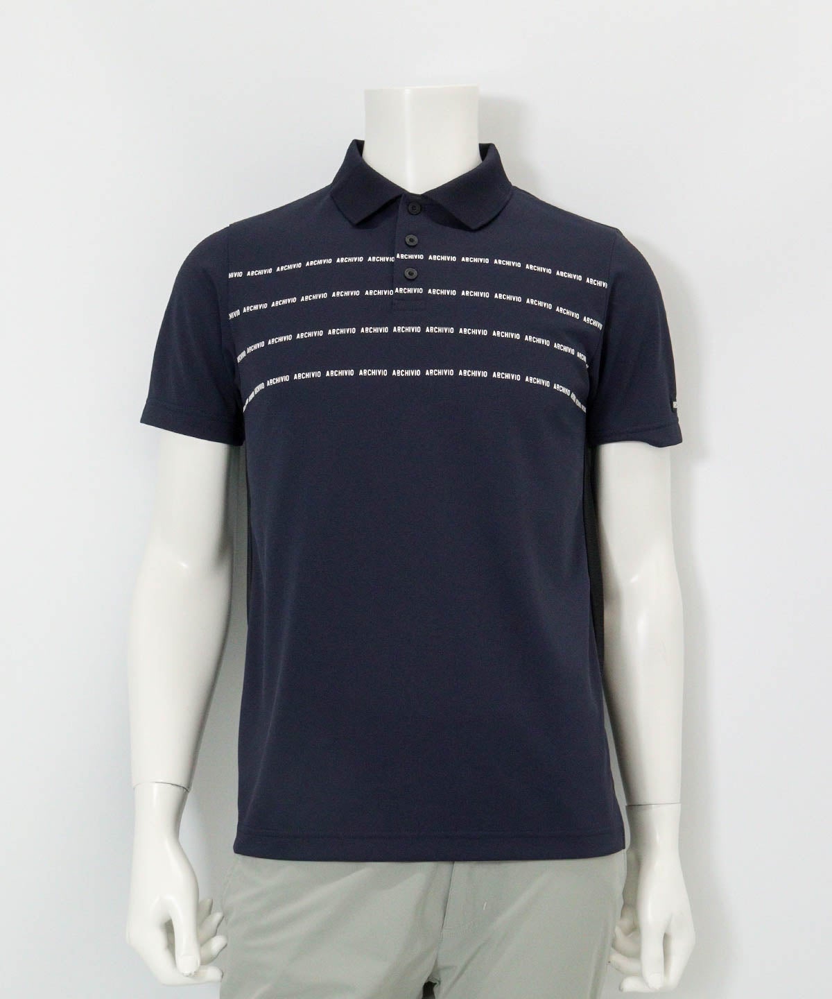 【メンズ】前後異素材UVポロシャツ(ネイビー)前