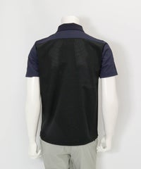 【メンズ】前後異素材UVポロシャツ(ネイビー)後ろ