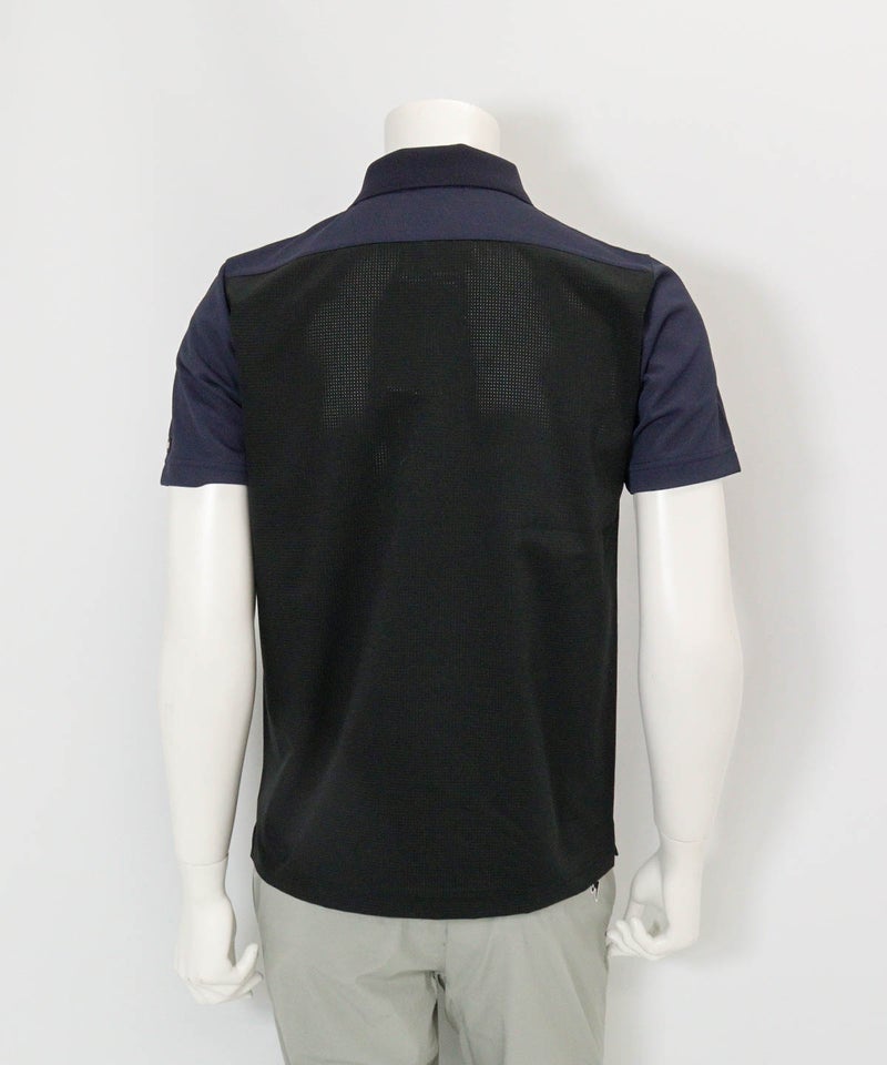 【メンズ】前後異素材UVポロシャツ(ネイビー)後ろ