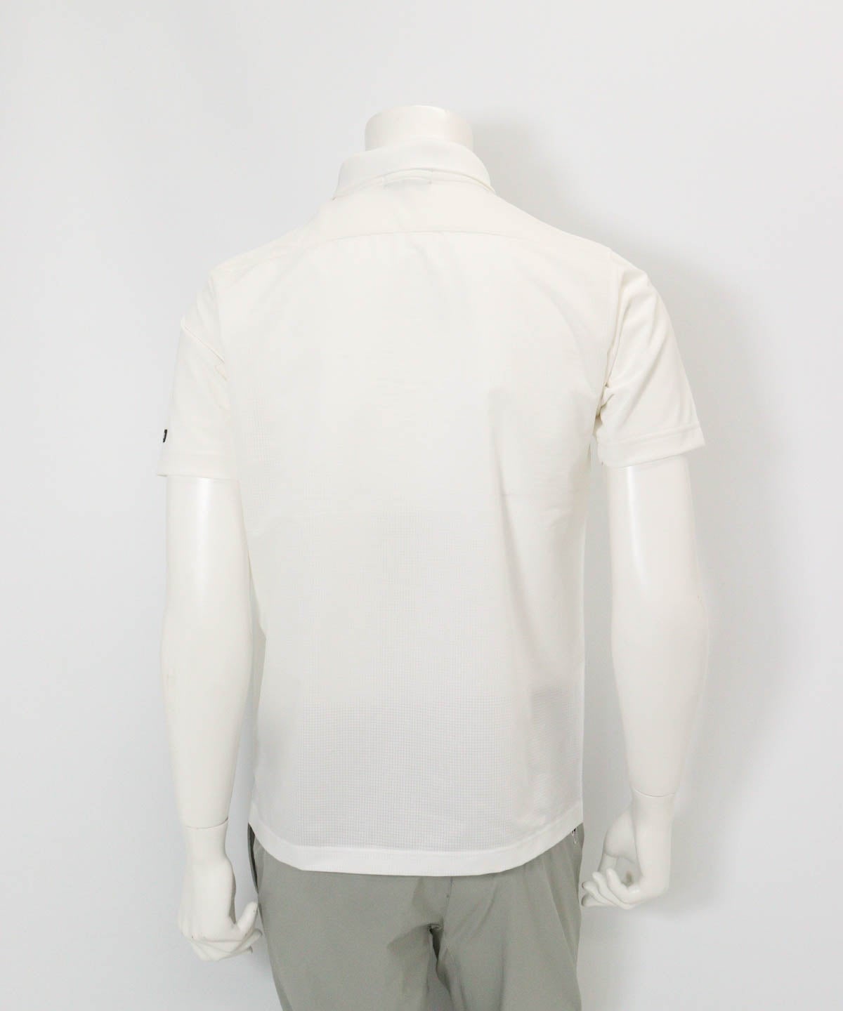 【メンズ】前後異素材UVポロシャツ(ホワイト×ブラック)後ろ