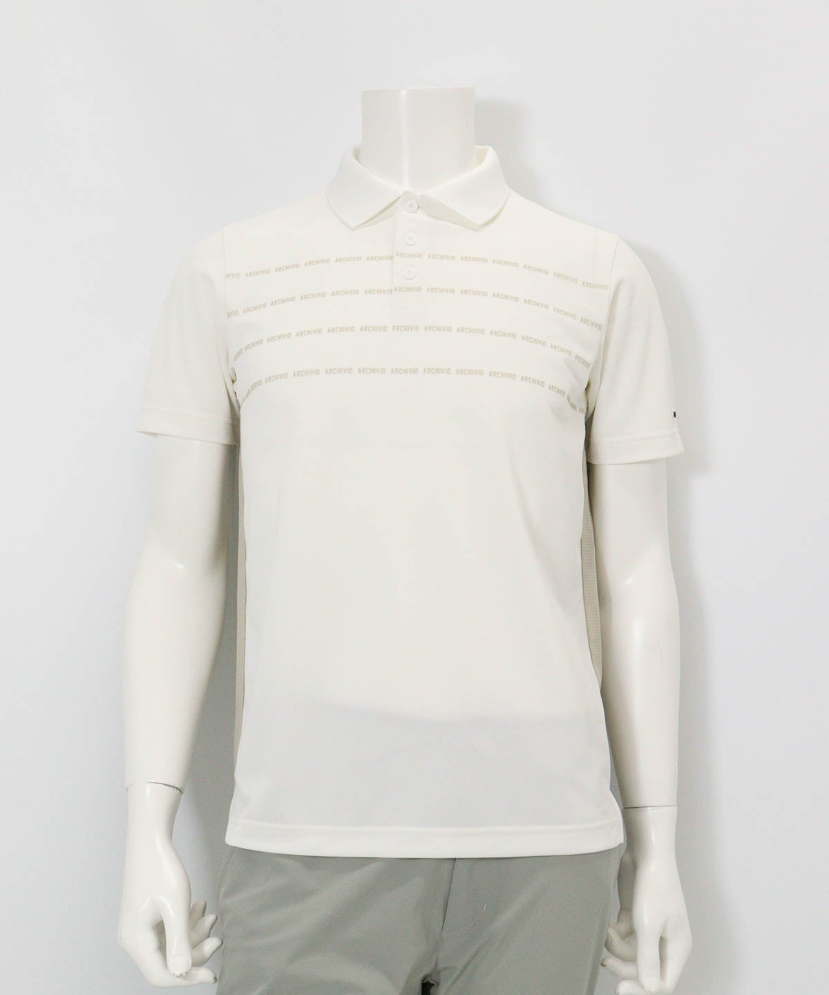 【メンズ】前後異素材UVポロシャツ(ホワイト×ベージュ)前