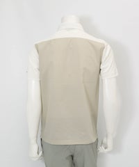 【メンズ】前後異素材UVポロシャツ(ホワイト×ベージュ)後ろ