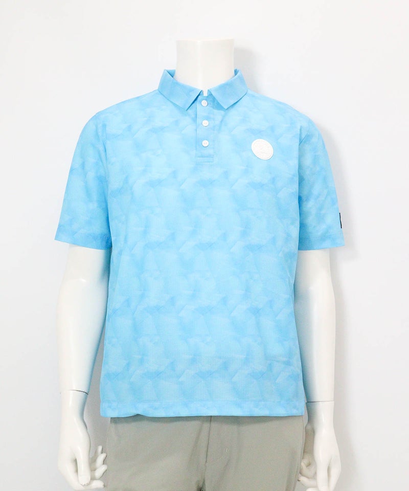 【メンズ】プリズム柄撥水ポロシャツ(ブルー)前