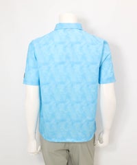 【メンズ】プリズム柄撥水ポロシャツ(ブルー)後ろ