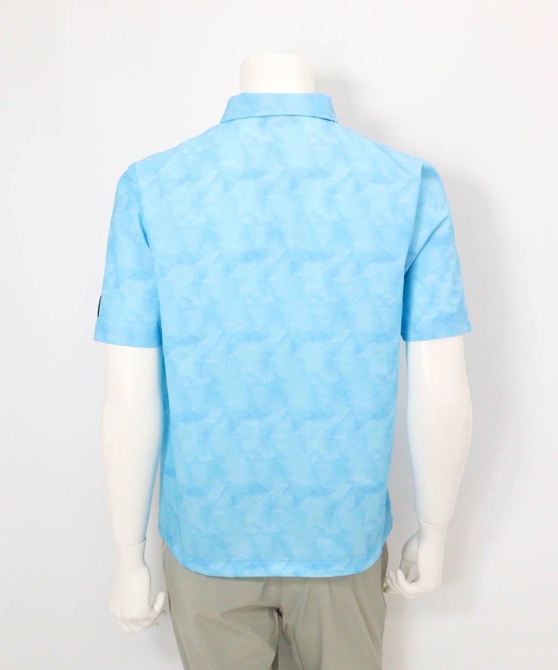 【メンズ】プリズム柄撥水ポロシャツ(ブルー)後ろ