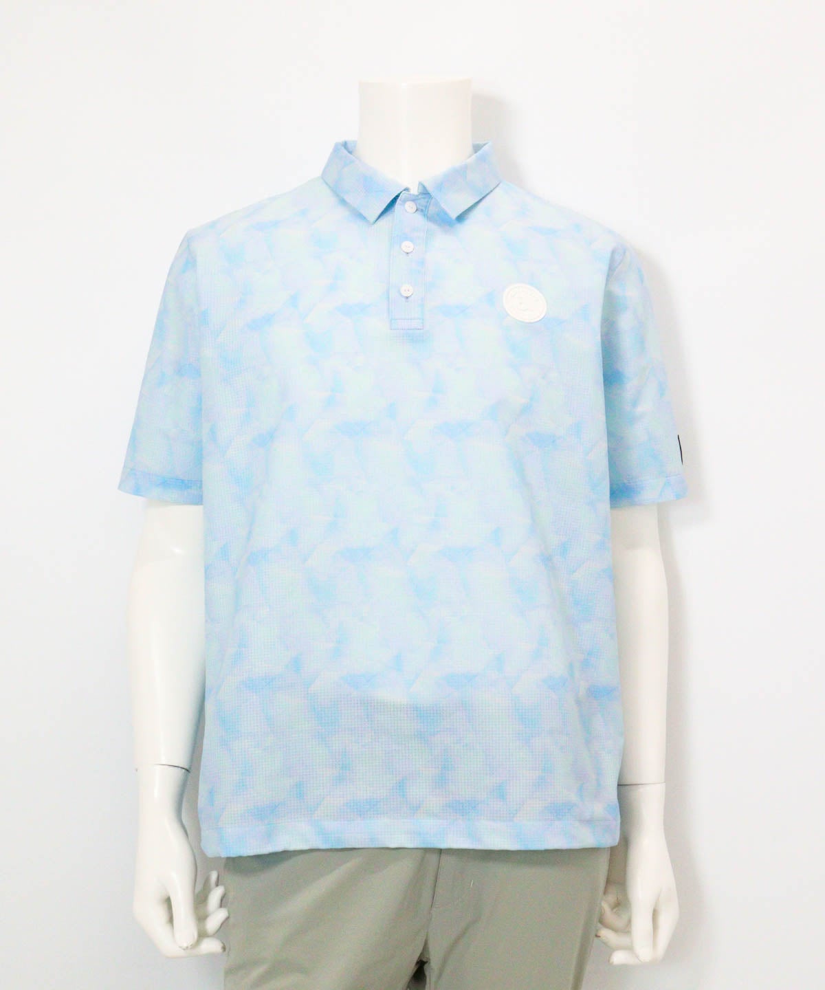 【メンズ】プリズム柄撥水ポロシャツ(ライトブルー)前
