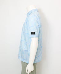 【メンズ】プリズム柄撥水ポロシャツ(ライトブルー)横