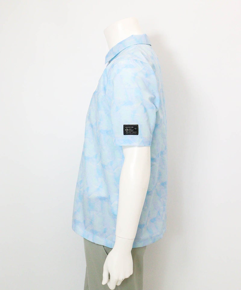 【メンズ】プリズム柄撥水ポロシャツ(ライトブルー)横