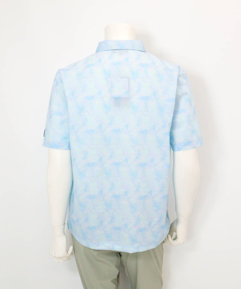【メンズ】プリズム柄撥水ポロシャツ(ライトブルー)後ろ