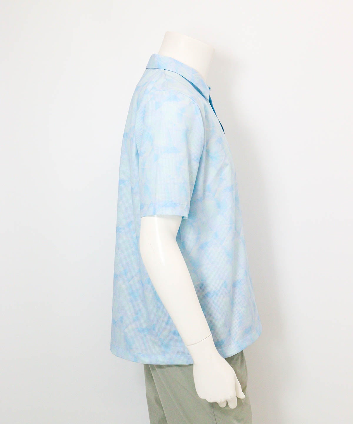 【メンズ】プリズム柄撥水ポロシャツ(ライトブルー)横