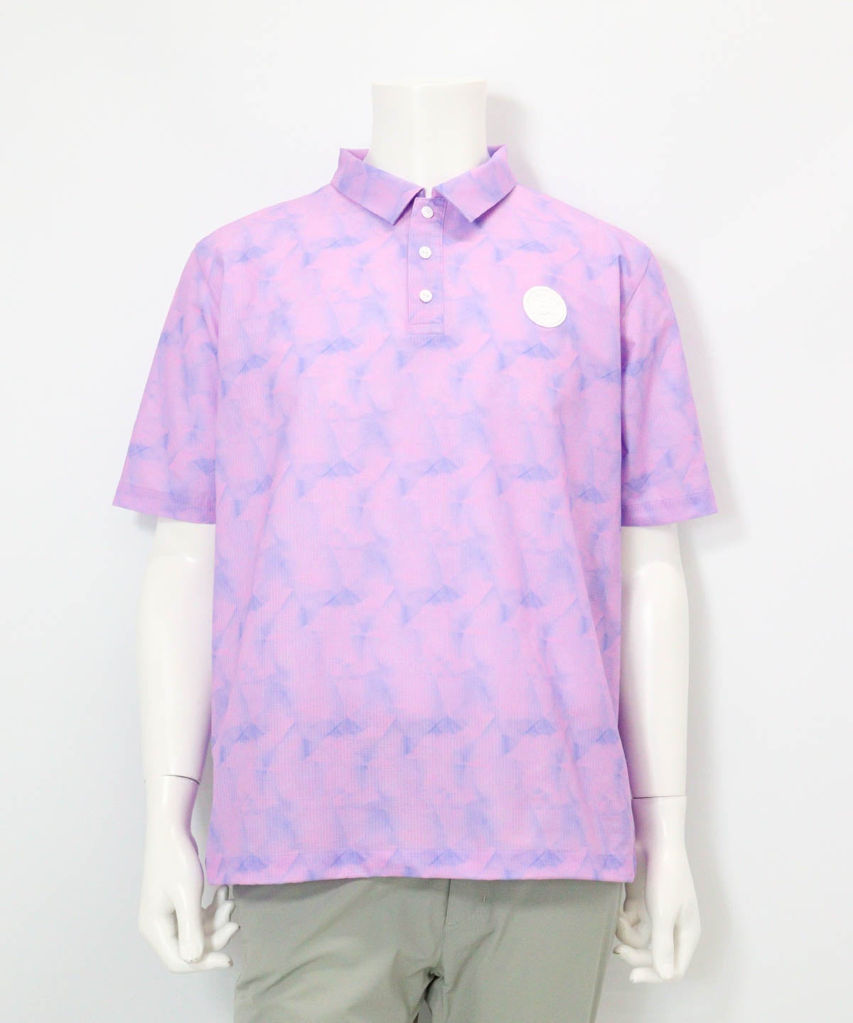 【メンズ】プリズム柄撥水ポロシャツ(ライトパープル)前
