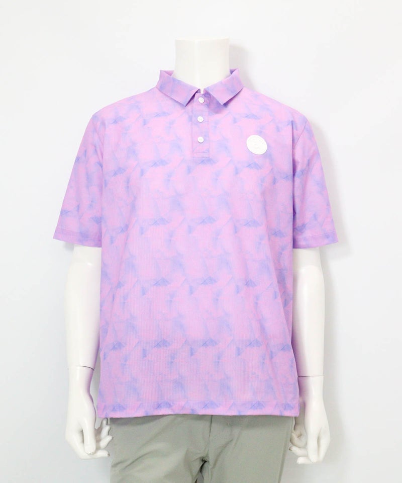 【メンズ】プリズム柄撥水ポロシャツ(ライトパープル)前