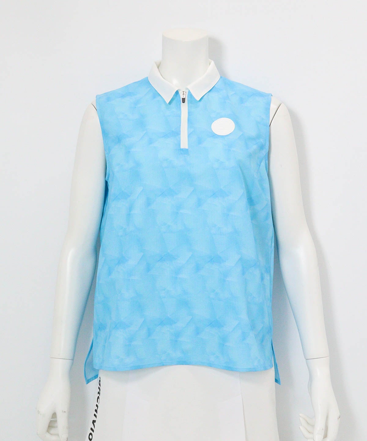 プリズム柄撥水ノースリプルオーバー(ブルー)前