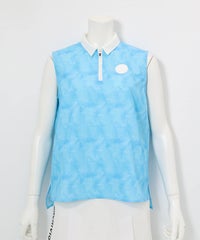 プリズム柄撥水ノースリプルオーバー(ブルー)前