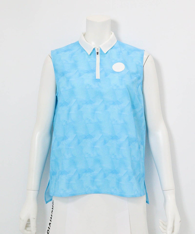 プリズム柄撥水ノースリプルオーバー(ブルー)前