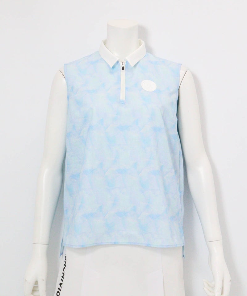 プリズム柄撥水ノースリプルオーバー(ライトブルー)前