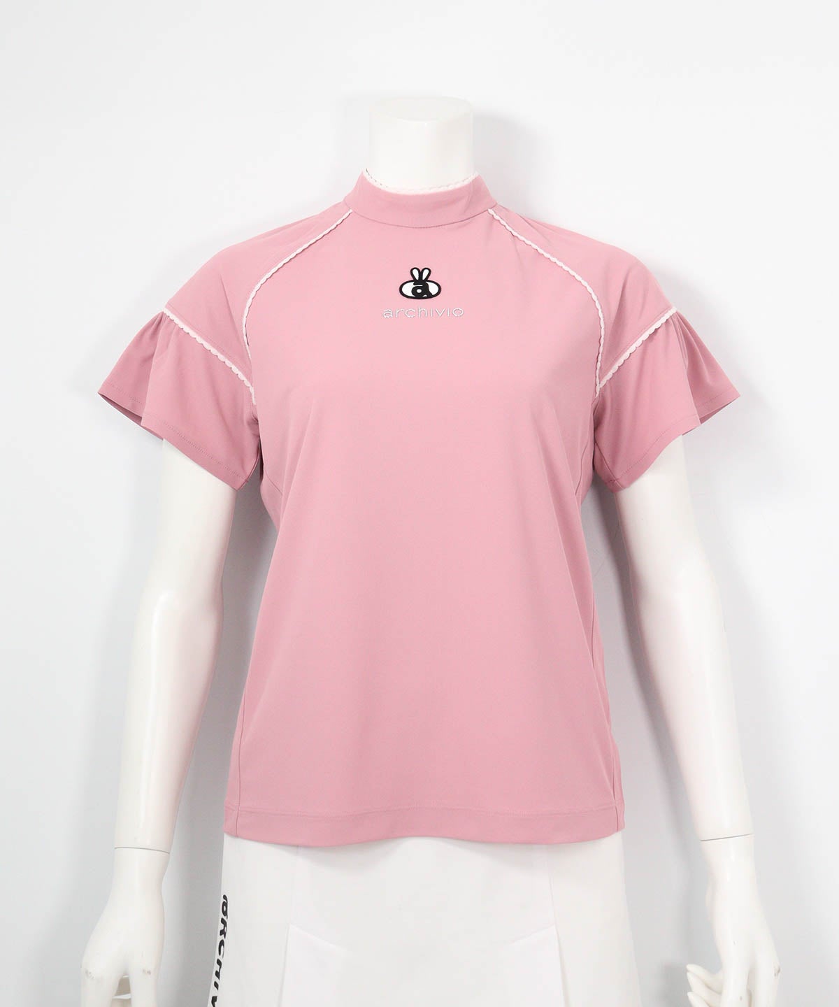 フレア袖速乾プルオーバー(ピンク)前