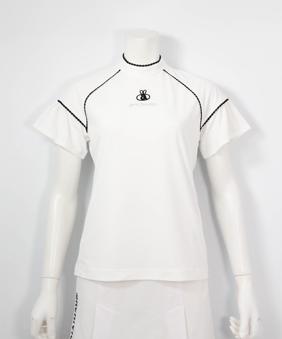 フレア袖速乾プルオーバー(ホワイト)前