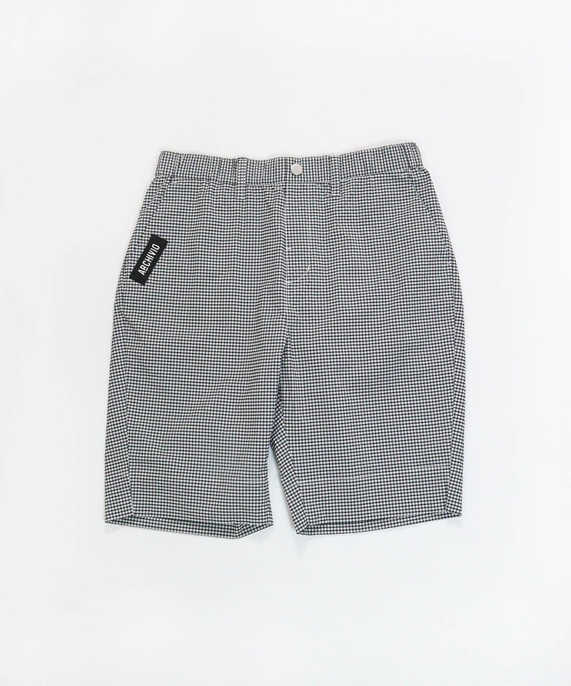 【メンズ】ギンガム冷感ショートパンツ(ブラック)前