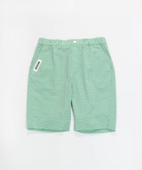 【メンズ】ギンガム冷感ショートパンツ(グリーン)前